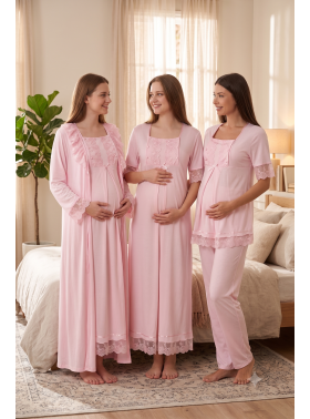 Effortt 6036 PEMBE Dantelli 4lü Hamile Lohusa Seti
